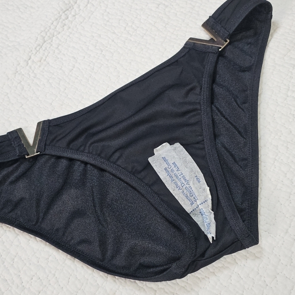 NWT Black Nero V Hardware Swim Bikini Bottom - Picture 7 of 9